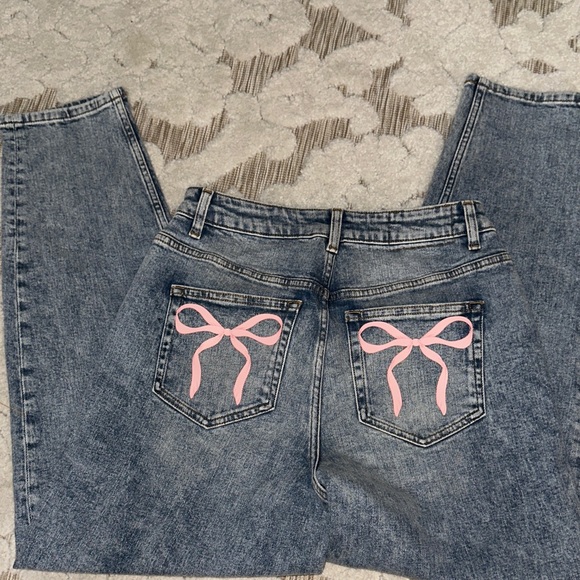 ASOS Blue Jeans with Pink Bow Detail - Picture 1 of 3